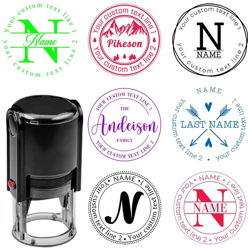 Custom Self-Inking Stamp Personalized Address Name for Scrapbooking Signing Office&Wedding Stationery‌ Rubber Stamp 5 Ink Color