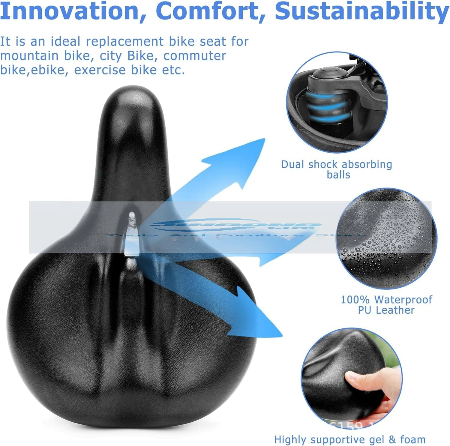 

Vacuum blister seat cushion hollow waterproof shock absorber pu saddle road riding mountain bike butt seat cushion