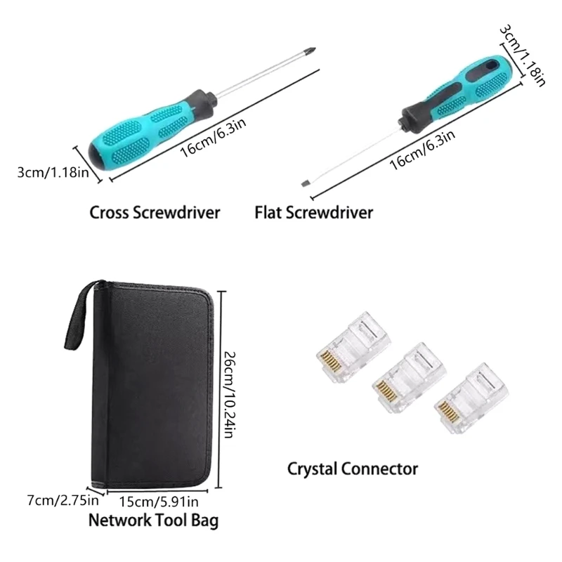 Networking Cable Tester Tool LAN Utp Screwdriver Wire RJ45 RJ11 Connector Computer Networking Crimping Dropshipping