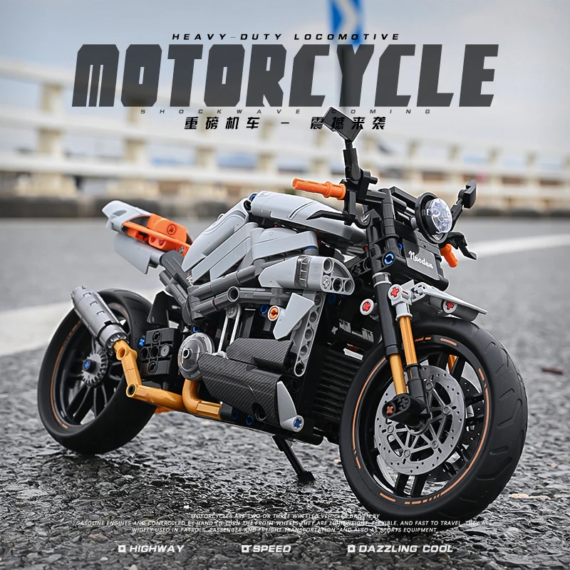 

Technical Motorcycle Building Blocks 1:8 Scale Model Kit for Kids/Adults, Road Racer Bricks Toys (Halloween/Birthday Gift)