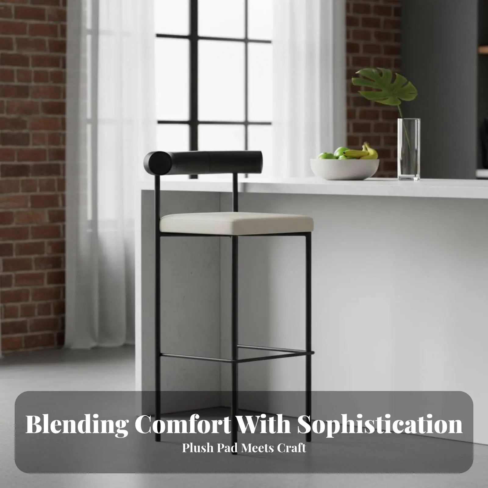 Tabouret minimaliste à pieds hauts, chaise de comptoir utilitaire et esthétique, siège rembourré d'inspiration design pour les propriétaires d'entreprises