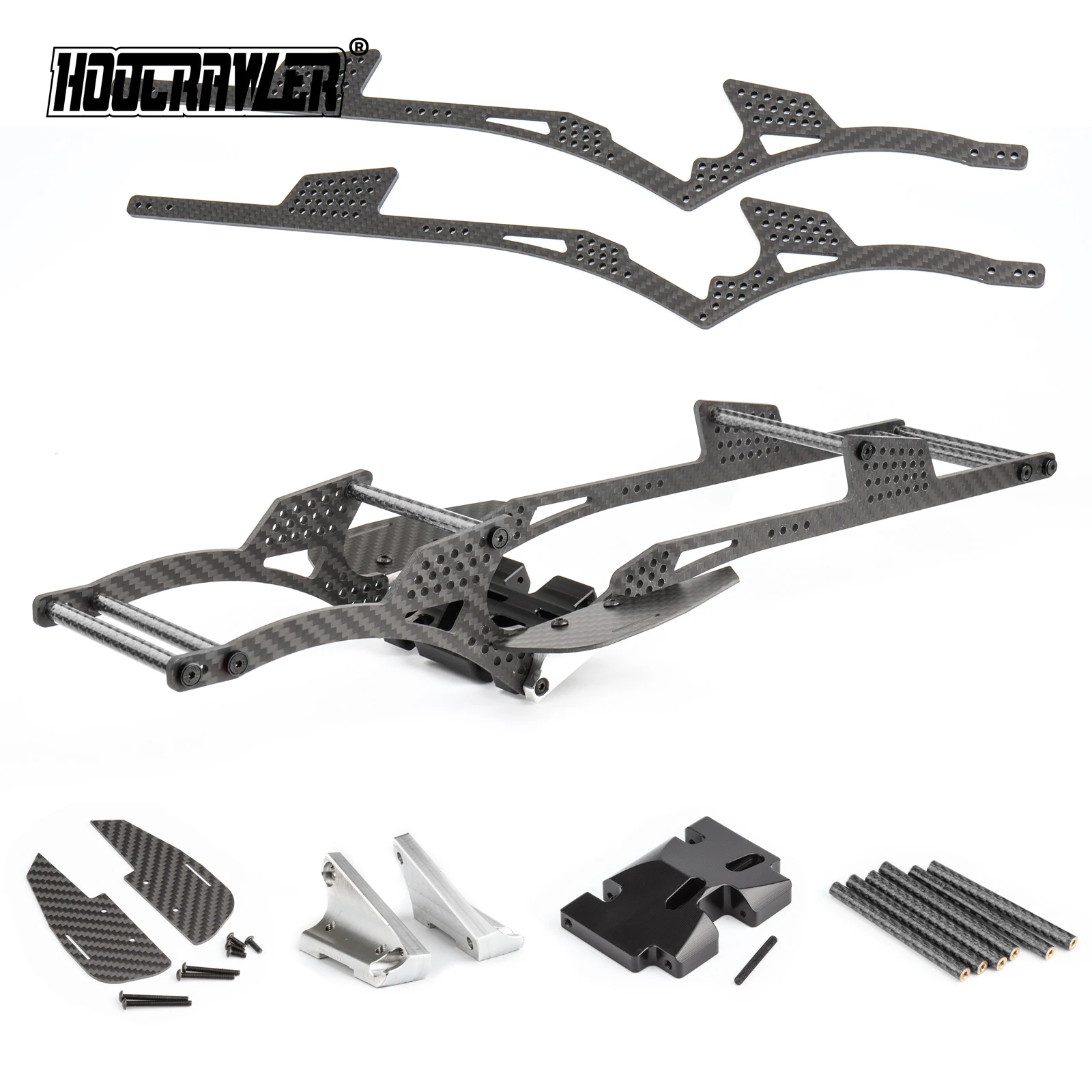 

lcg RC Performance Carbon LCG Chassis Kit with Brace Rock Sliders Delrin Skid Plate for 1/10 RC Crawler Comp Rigs SCX10 Capra