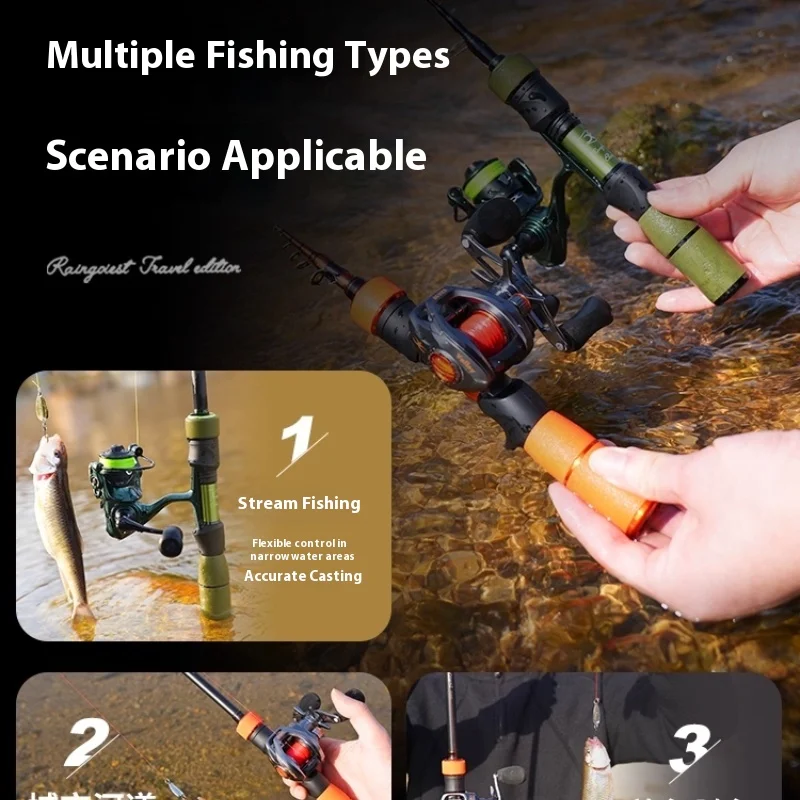 صنارة صيد تلسكوبية قصيرة جدًا، عمود جيب محمول لصيد سمك السلمون المرقط Ul Stream، مجموعة سفر متعددة الأقسام #5