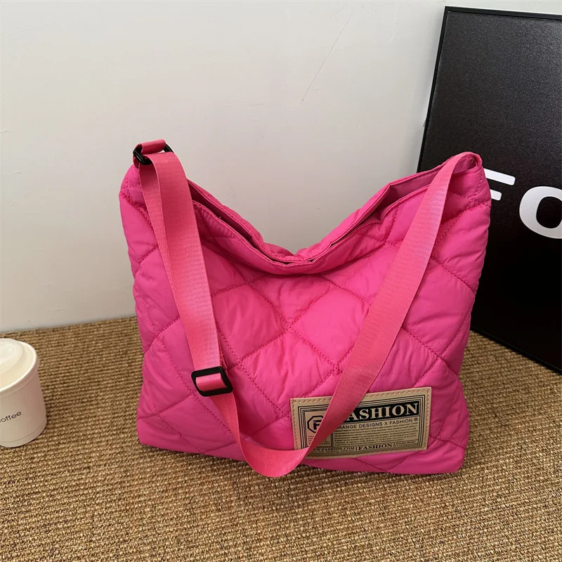 

Versatile Quilted Design Women Shoulder Bags Autumn Solid Color Simple Ladies Crossbody Bag Large Capacity Female Handbags Tote