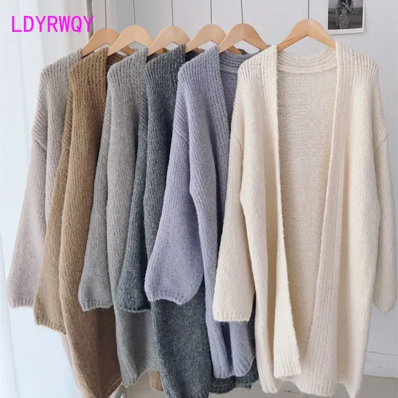 

Korean Long Knitted Cardigan Women's 2023 New Autumn/Winter Solid Loose Coat