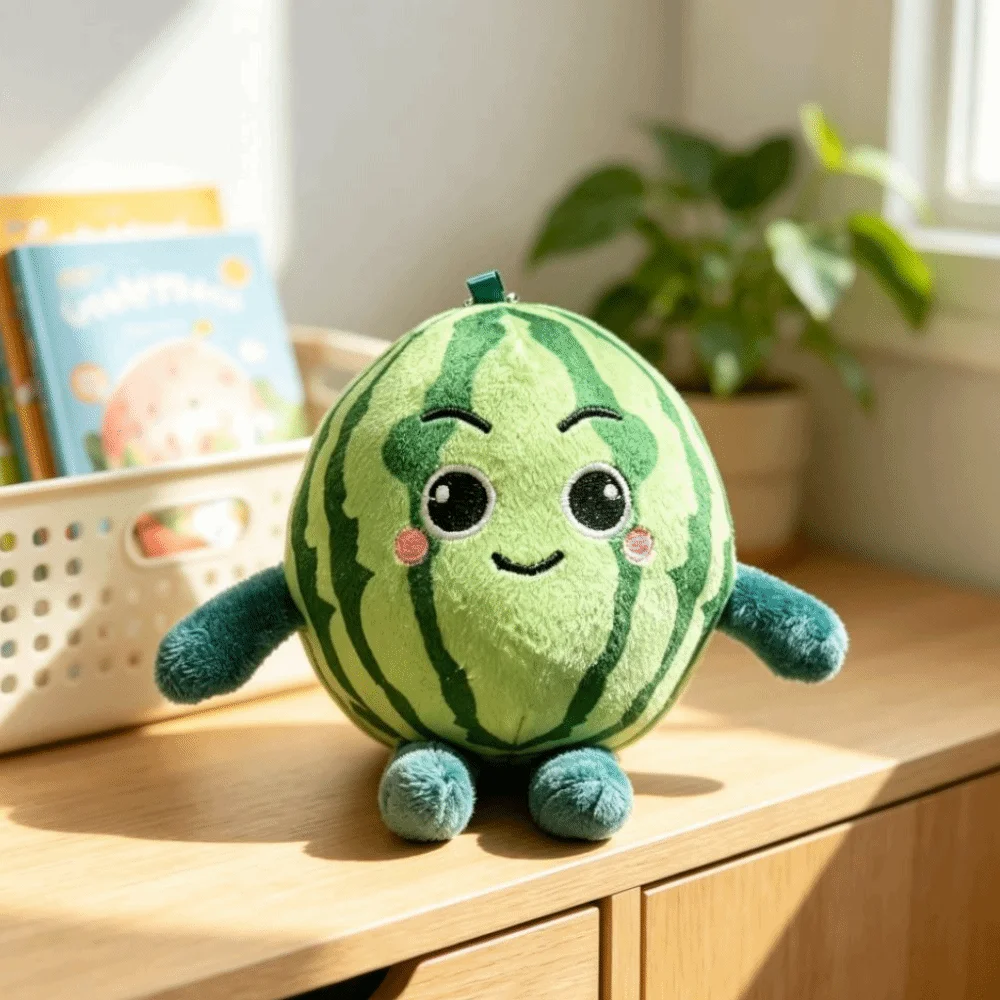 Bag Pendant Soft Watermelon Keychain Funny Expression Cute Fruit Stuffed Creative Trend Watermelon Keychain Bag Decoration