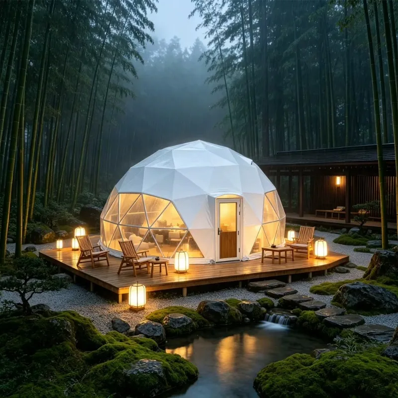 Luxury Modern Geodesic Dome Tent Panoramic PVC Windows Waterproof 4‑Season Stainless Steel Frame Eco‑Friendly Outdoor Glamping