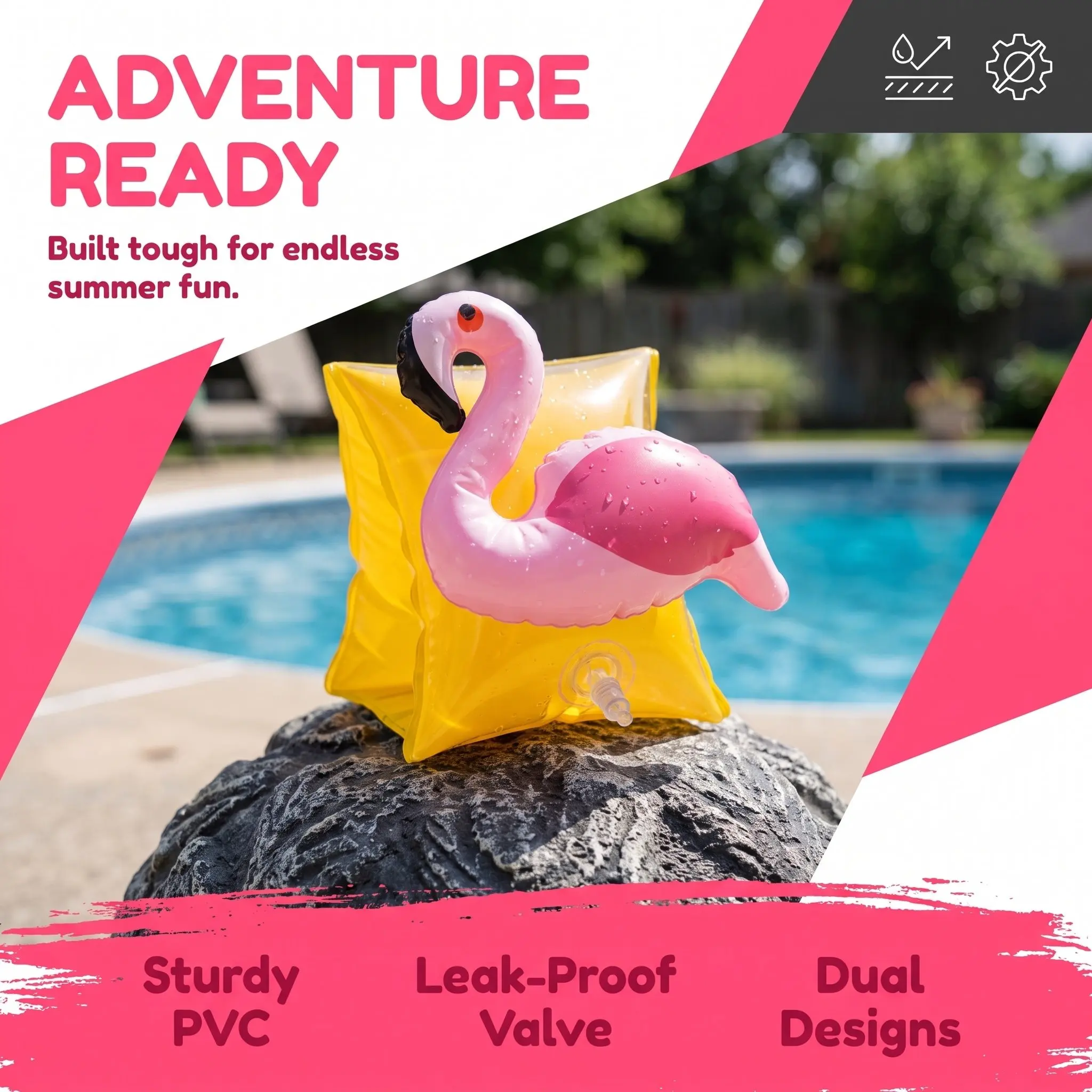 4Pcs Inflatable Arm Circle Float Swimming Rings Cherry Flamingo Cartoon Sleeves Kids Pool Swim Learning Party Fun