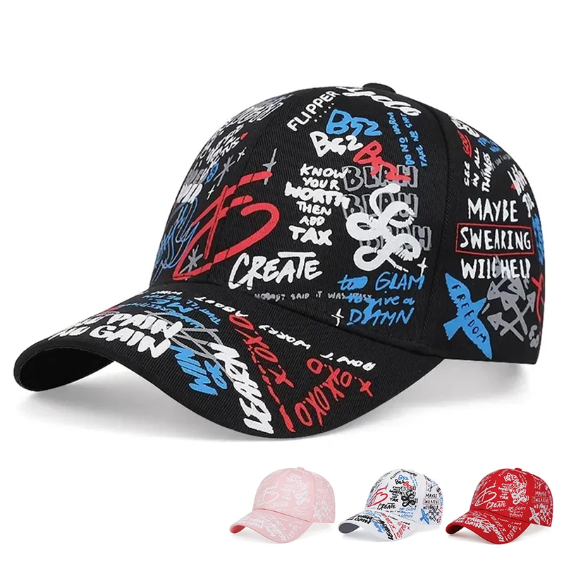 fashion Letter Baseball Cap Graffiti Sun Hip Hop Cap Visor Spring Hat Men Adjustable Snapback Cotton Cap For Women Men Hats