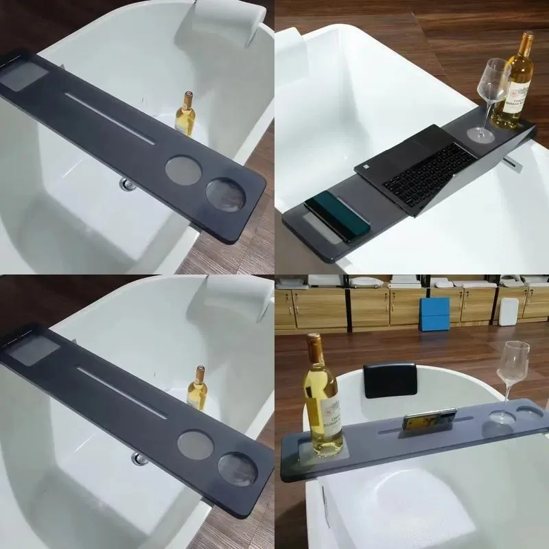 for Bath Tray Spa Bookshelf Wine Glass Holder Multifunctional Adjustable Foldable Bamboo Modern Disposable Party 20