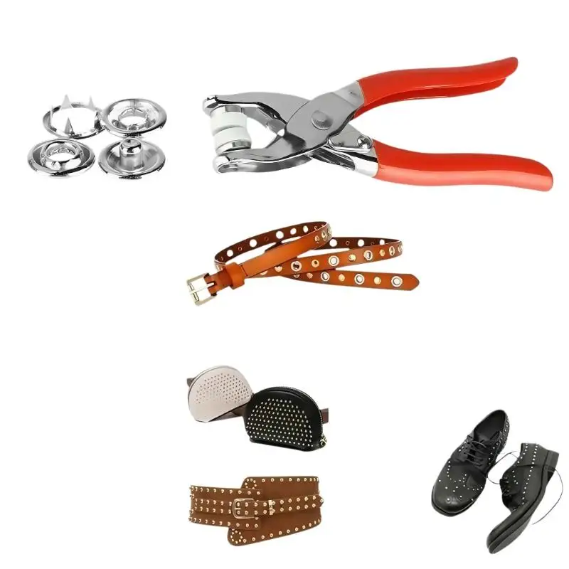 Applikatorzange mit 100 Metall-Druckknöpfen, Komplettset für Kleidung, Nähen und Basteln – Detail 10