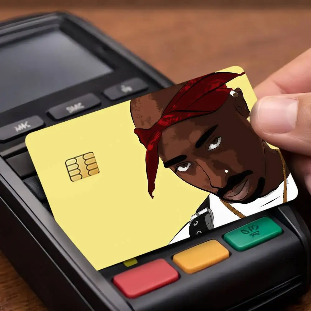 Singer Tupac Shakur 2Pac Credit Skin Cover Card Stickers 4PCS Film Bus Pass Front Decoration Bank Debit Waterproof