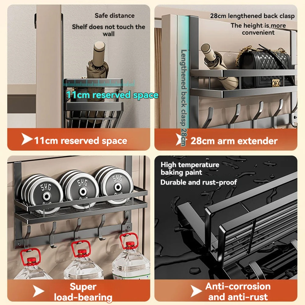 Customizable 1pc Punching free towel rack bathroom towel rack integrated hanger kit toilet bathroom rack bathroom 5