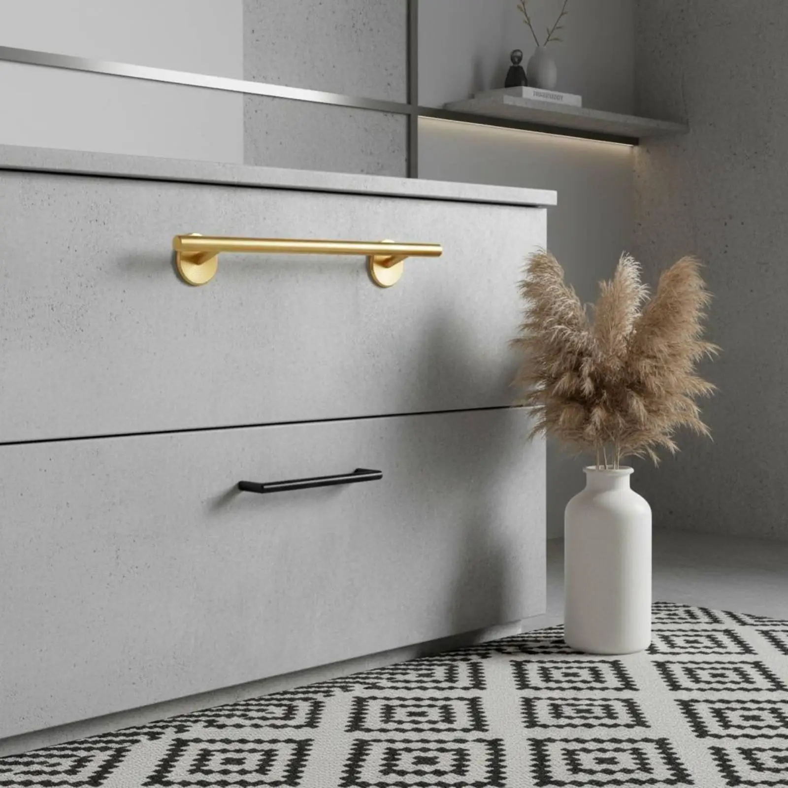 Aluminum Alloy Stick on Cabinet Handle Bar Pull for Kitchen Door Storage Cupboard and Display Cabinets