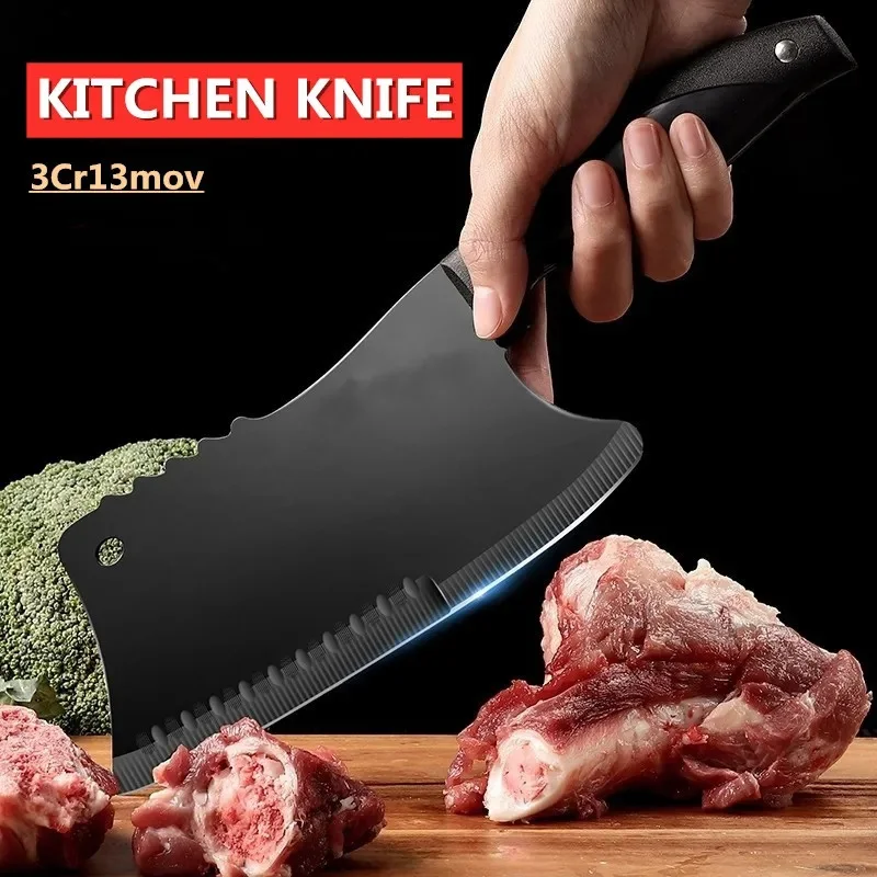 WXCOOKitchen Knife German Black Forged Kitchen Chef's Knife Household Dual Purpose Chopping and Slicing Knife