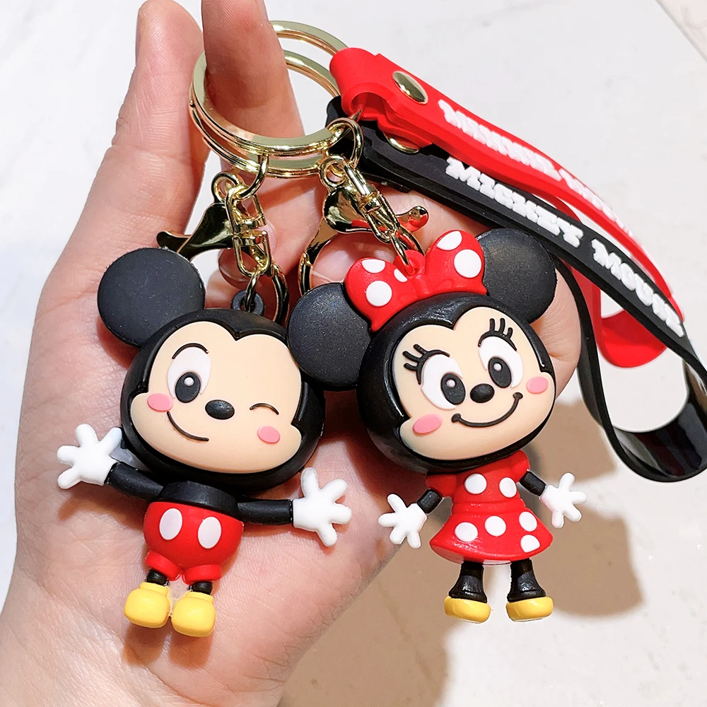 Disney Anime Mickey Keychain Cartoon Stitch Cute Minnie Keyring Student Bag Hanging All-match Car Key Chain Christmas Gifts