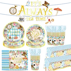 Alice in Wonderland Disposable tableware Birthday Party Decoration Supplies Baby Shower Plate Cup Napkin Decor