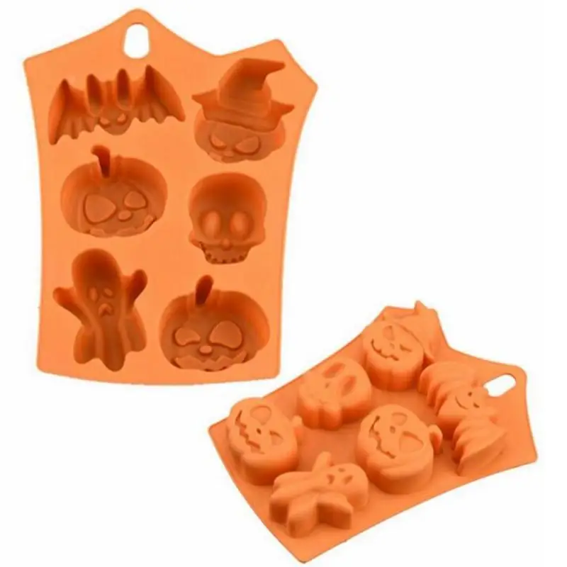 Halloween Skull Silicone Soap Molds, Non-Stick Ghost Pumpkin Baking Mold Chocolate Jelly Fondant Cake Baking Mold Set