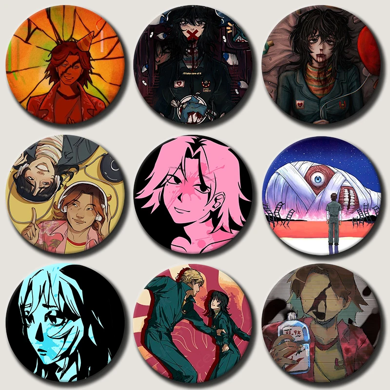 

Hot Horror Game Mouthwashing Anya Soft Button Pin Jimmy Curly Anime Brooch Badge Bag Decor Accessories Gamer Collect Gifts 58MM
