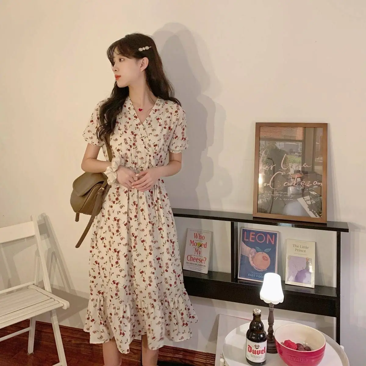 Vestidos de manga curta feminino petite primavera boêmio crochê bloqueio vestido fofo em camadas mori menina aconchegante cottagecore único chique