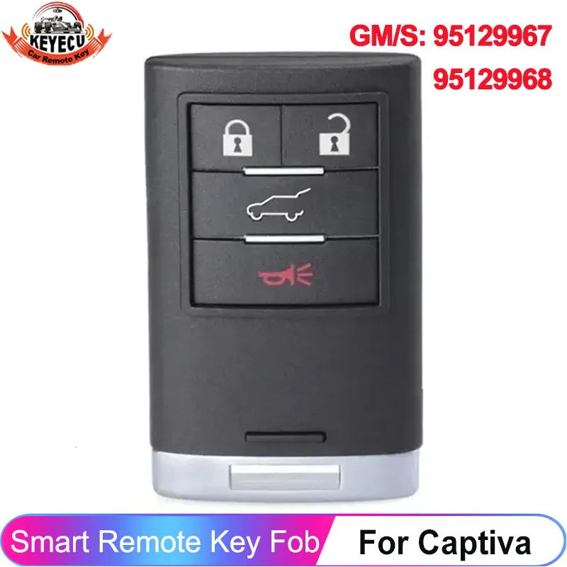 KEYECU GM/S: 95129967 95129968 For Holden Chevrolet Captiva 2014 2015 2016 2017 2018 Smart Remote 433MHz PCF7952A Keyless Key