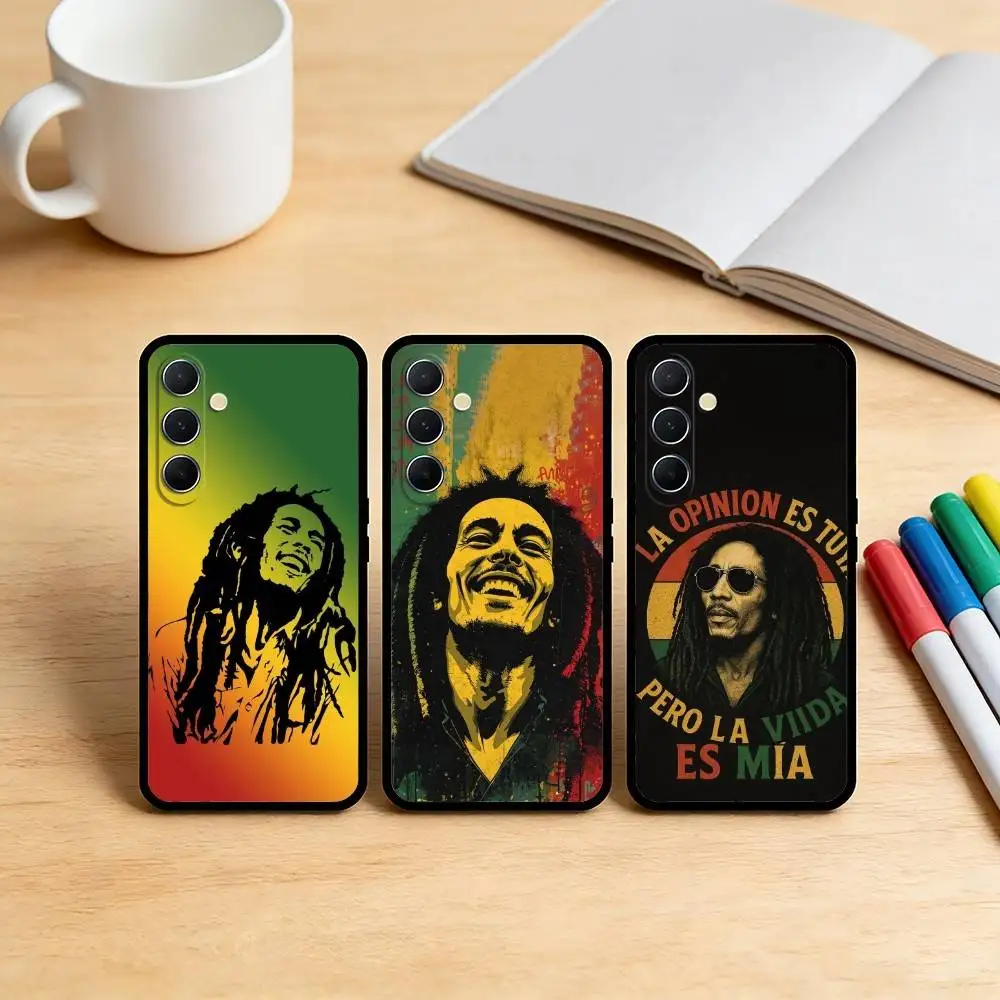 AAA Bob M-Marley Rasta Lion Phone Case For Samsung S25,S24,S21,S22,S23,S30,Ultra,S20,Plus,Fe,Note,10,9,5G Black Cover