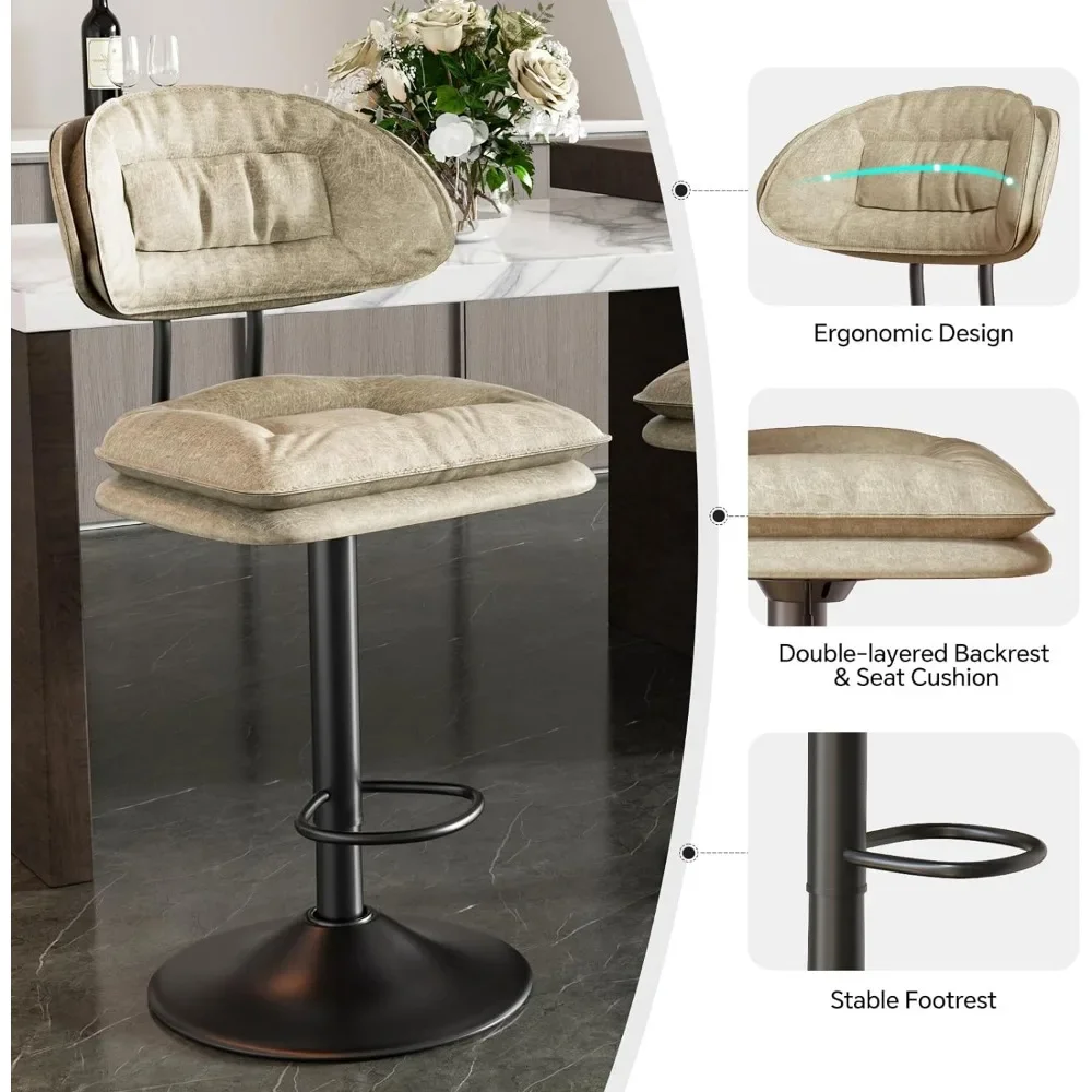 Chaise de bar moderne ergonomique avec dossier, tabourets de barre à double couche réglables