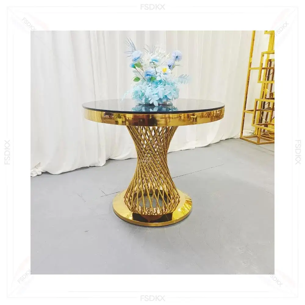 

FSDKX Modern Wedding Events Party Table Stainless Steel or Iron Paint Gold Cake Table