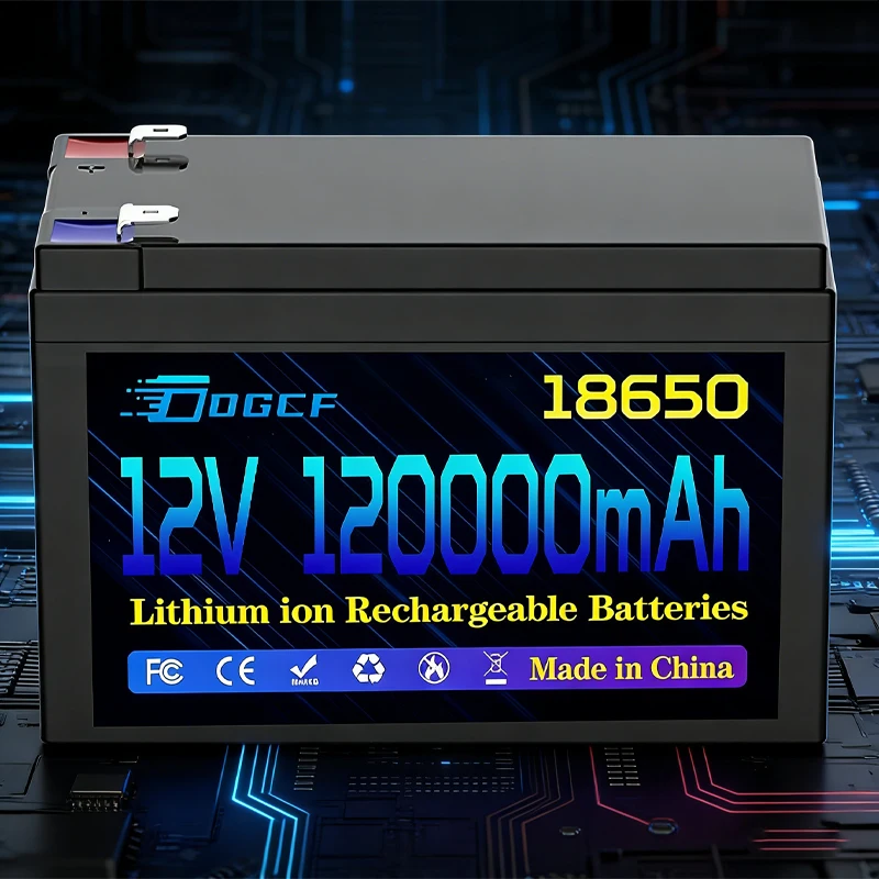 NEW 12V 120Ah Lithium 8000+Cycles LiFeP04 Rechargeable Battery for Solar/Wind Power,Small UPS,Lighting,Power Wheels,Fish Finder