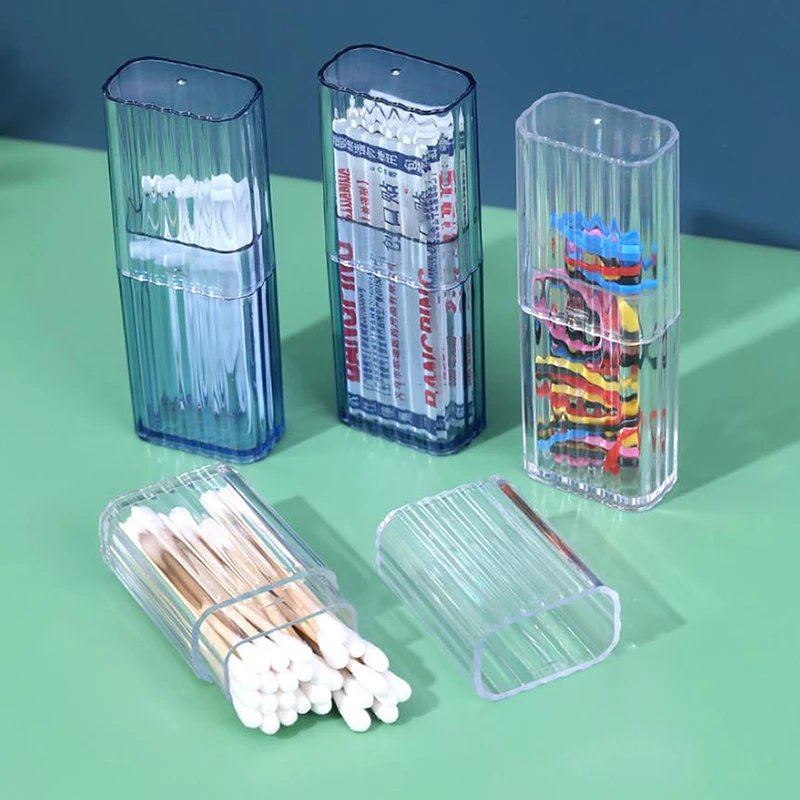 Portable Transparent Storage Box Travel Toothpick Cotton Swab Box Simple Small Object Band-aid Classification Finishing Box