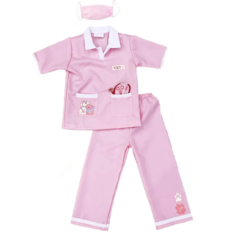 Kids Cosplay Veterinary Surgical Costumes Carnival Party Children Pink Gown With Toys Uniform Girl Boy Stage Performance Set BC