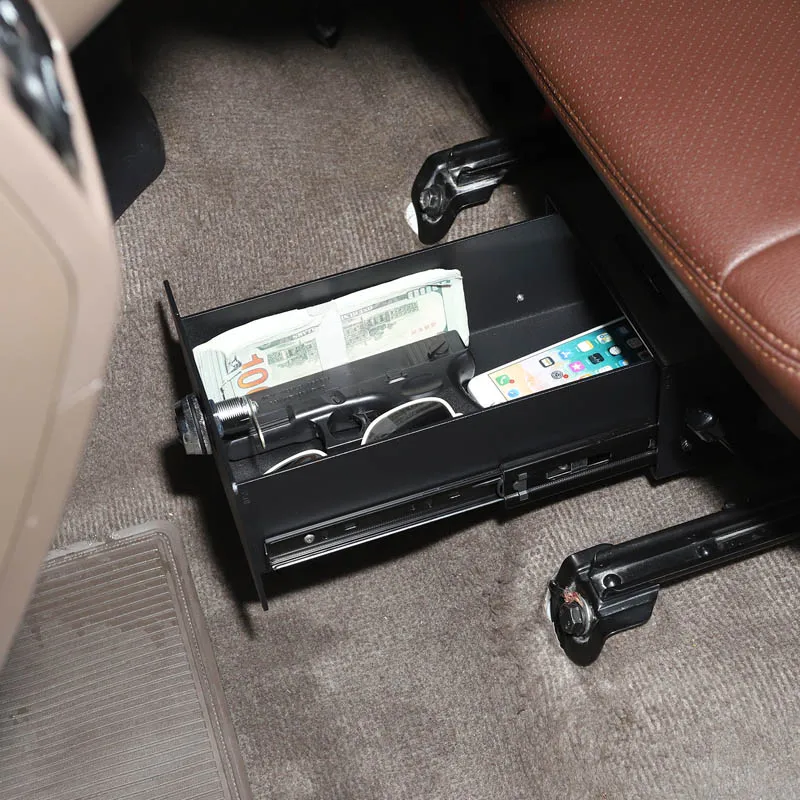 Aluminum Black Under Seat Drawer Storage Box Lock Box Safe for Toyota LC71 LC76 LC79 2007-2026 Car Interior Accessories