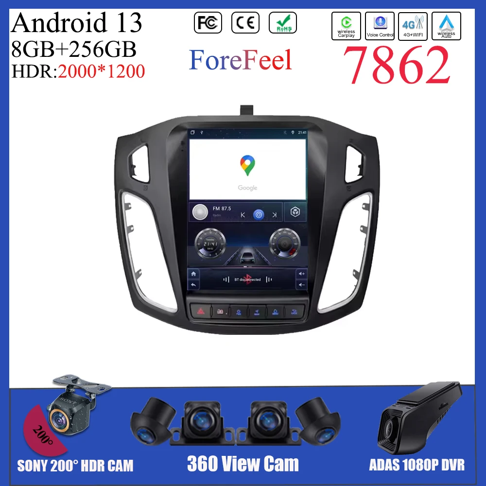 

9.7 inch Android For Ford Focus 3 Mk 3 2011 2012 - 2019 Car Radio 2 din Carplay GPS Navigation Intelligent System 8 Core Wifi