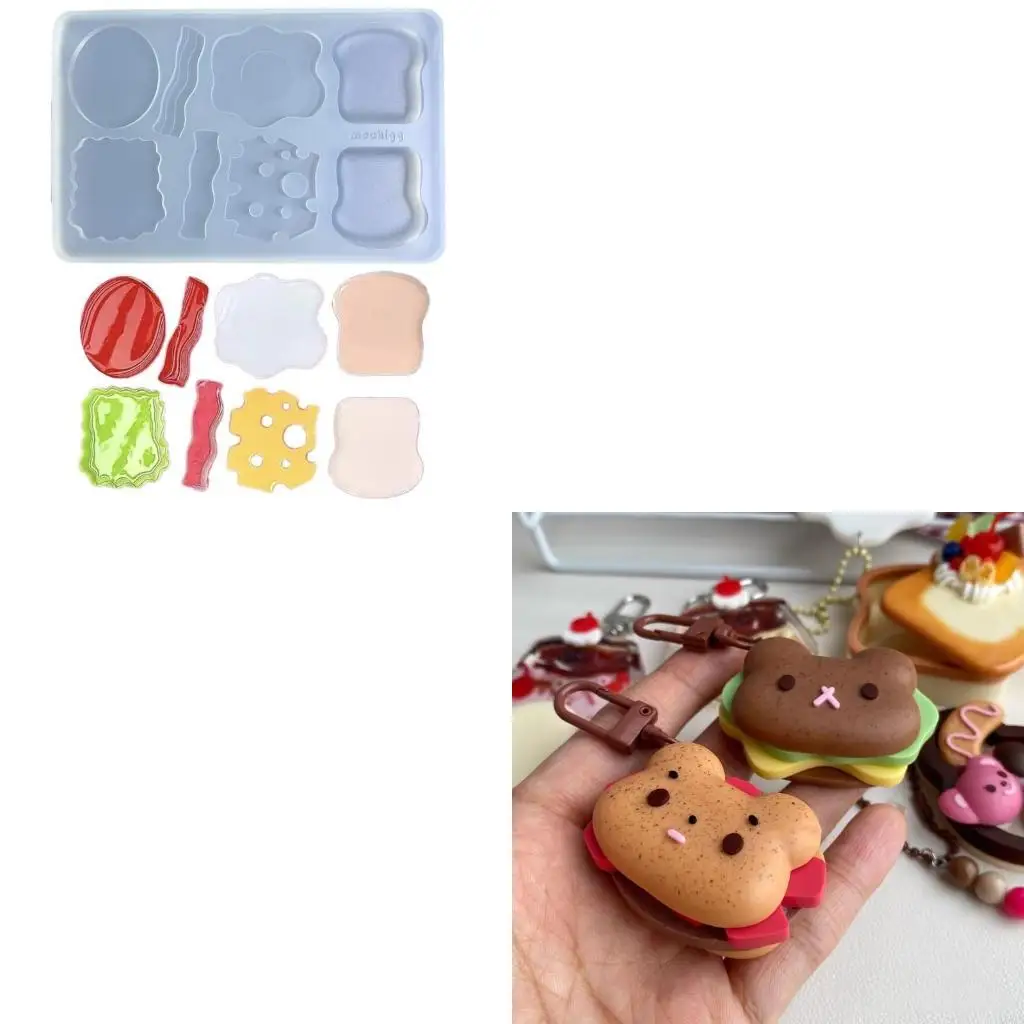 Sandwich Burger Mould Silicone Casting Mold for Baking Resuable Hamburger Making Molds DIY Kitchen Accessory Molds