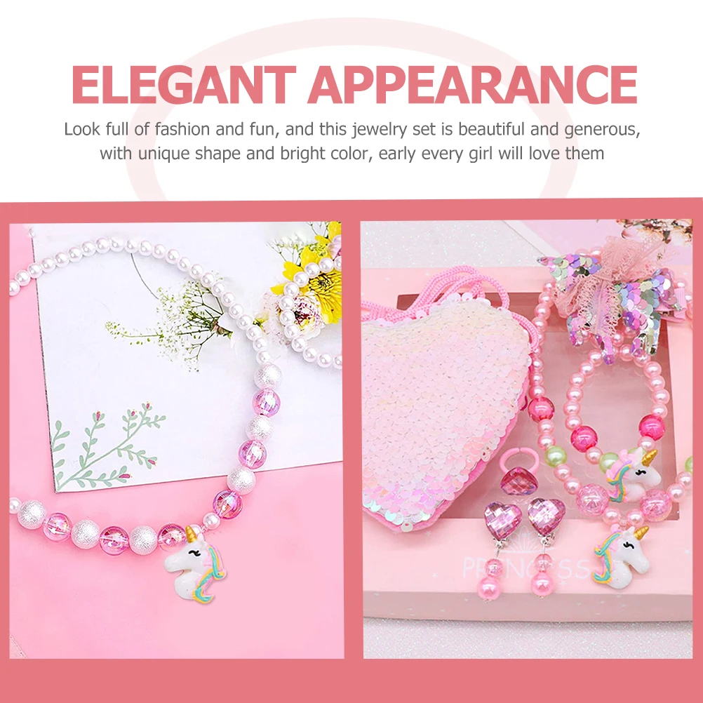 Accessories Unicorn Necklace Child Little Girl Jewelry Pearls Plastic for Girls