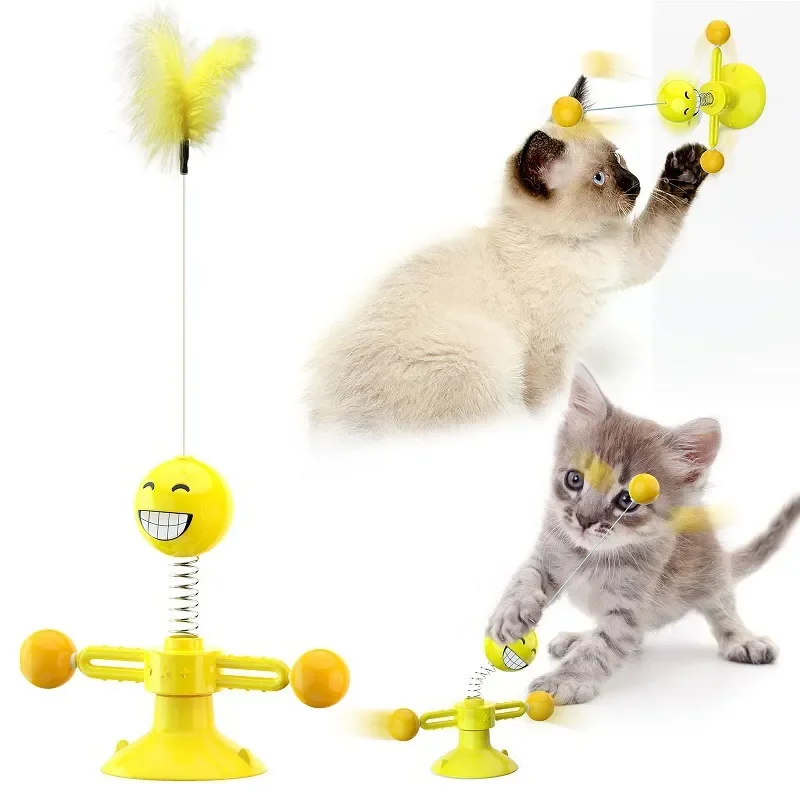 For Cat Windmill Toy Luminous Rotating Scratching Spring Turntable Interactive Play Exercise Fun Indoor Pet Supplies