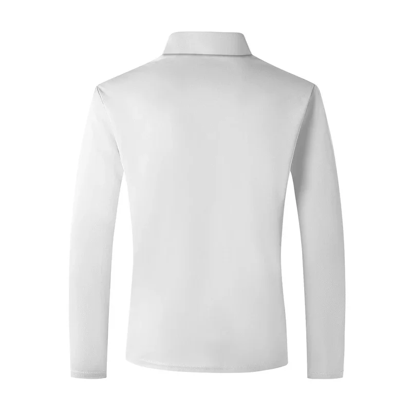 Men's long-sleeved T-shirt, middle-aged business solid color, father's spring and autumn clothing, comfortable collar polo shirt