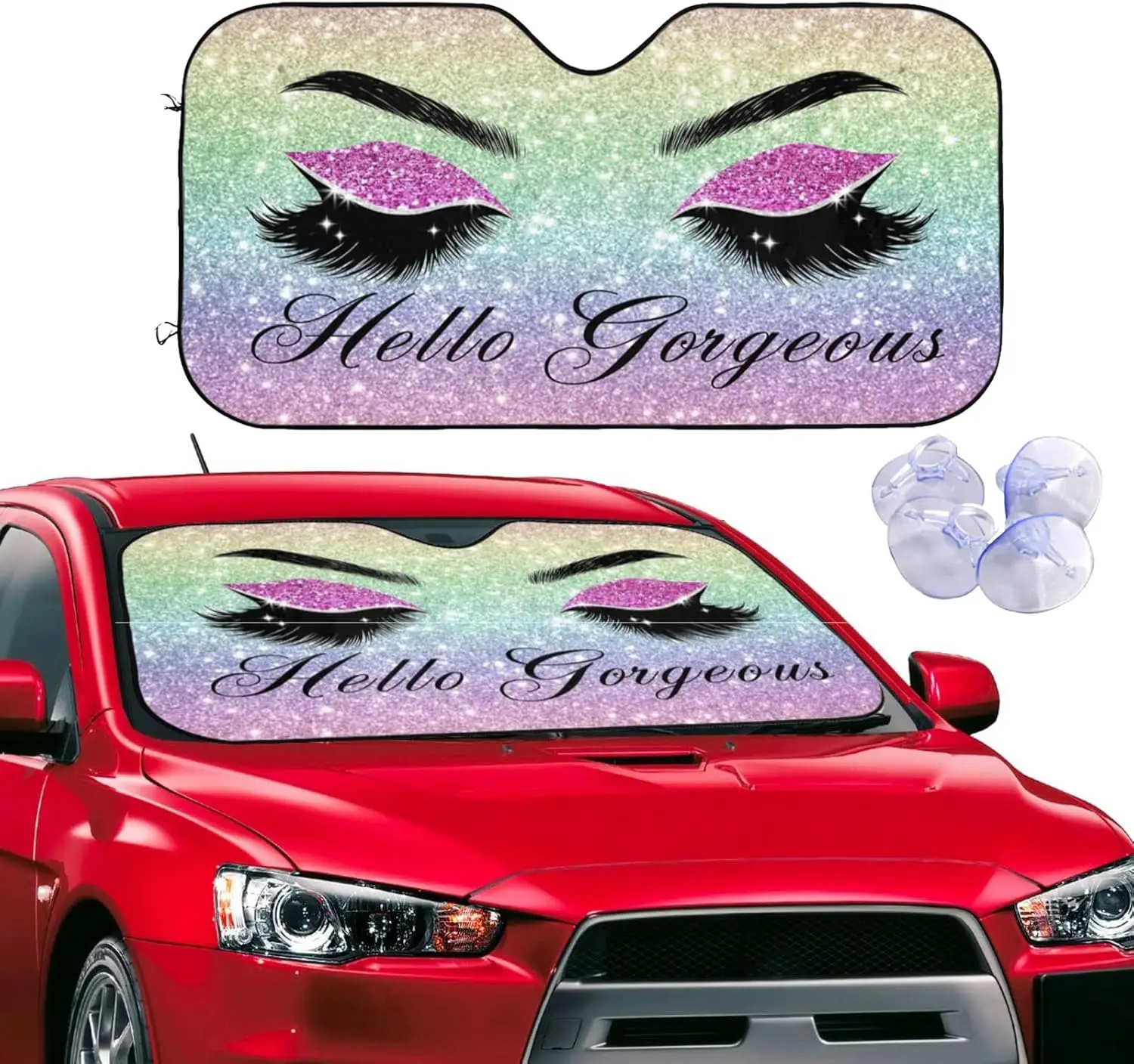 

Лобовое стекло автомобиля Sun Sha Сверкающие фиолетовые ресницы Передняя часть автомобиля Sunsha Для большинства седанов SUV Грузовик Авто Солнцезащитный козырек Блоки УФ