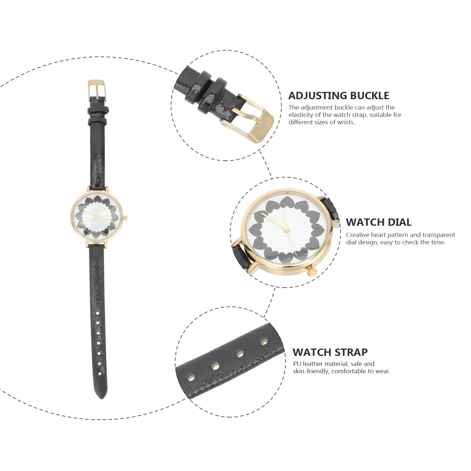 

Quartz Watches Women Stainless Steel PU Strap Flower Dial Wrist Watch Fashion Casual Accurate Timekeeping Ladies Watches
