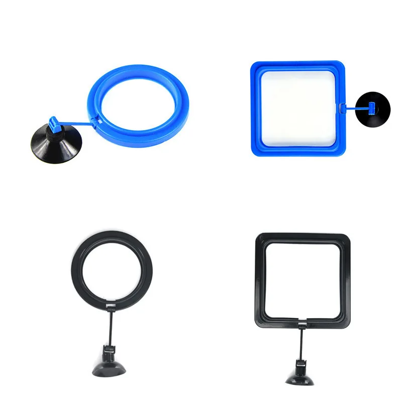 حلقة تغذية الأسماك مجهزة أكواب الشفط المحمولة الدائرية المربعة المائية لتغذية الحيوانات خزان الأسماك أدوات تغذية حوض السمك