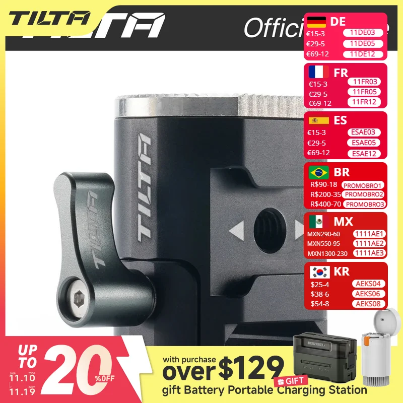 TILTA TGA-NRA-R/L Right Side NATO Rail to Rosette Adapter & Left Side Compatible with DJI Ronin RS2、RSC2、RS3、RS3 Pro、RS4、RS4 Pro
