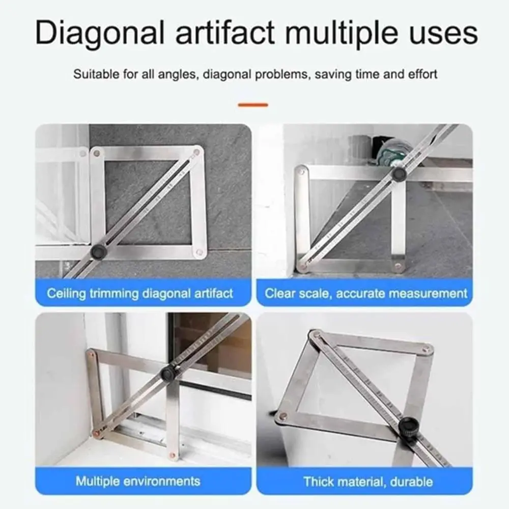 Stainless Steel Corner Angle Finder Multifunction Easy Operation Angle Gauge Protractor with Scales Miter Saw Bevel Gauge