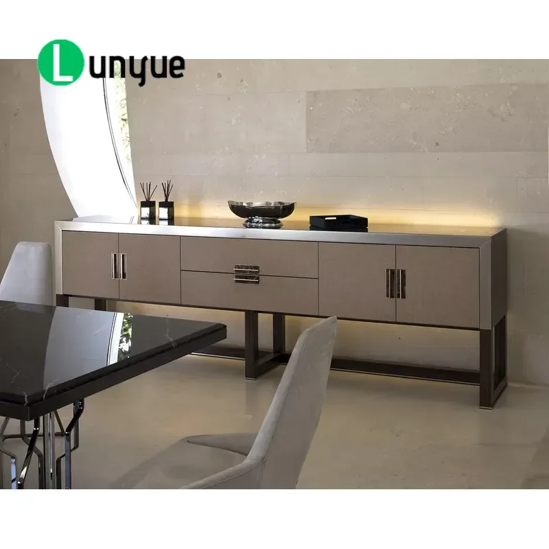 Nordic White Wooden Sideboard Luxury Buffet Cabinet with Drawers Modern Storage Credenza for Living Room Bedroom Home Decor