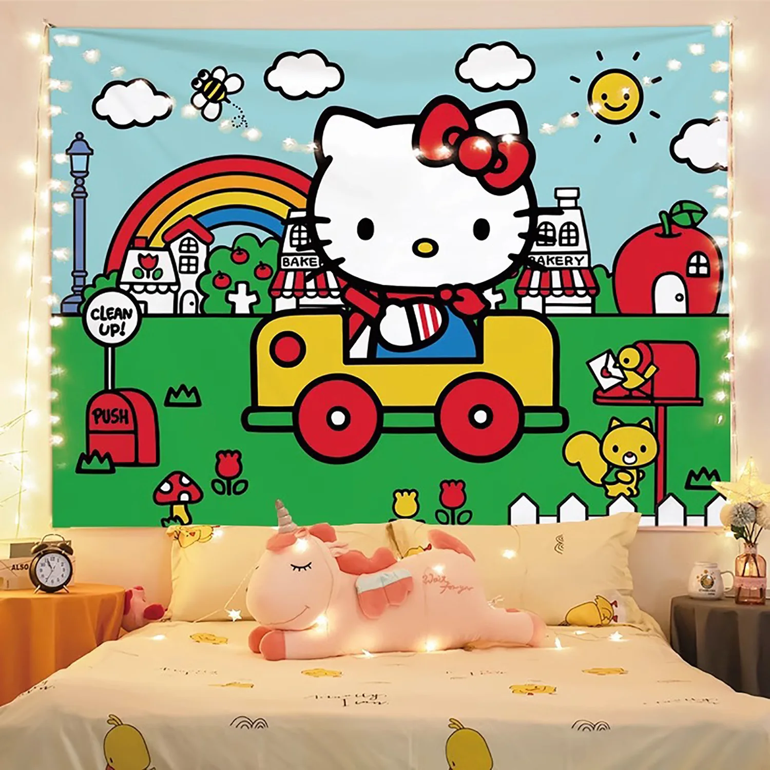 hello kitty cute decorative hanging cloth bedroom headboard large tapestry dormitory room live background cloth