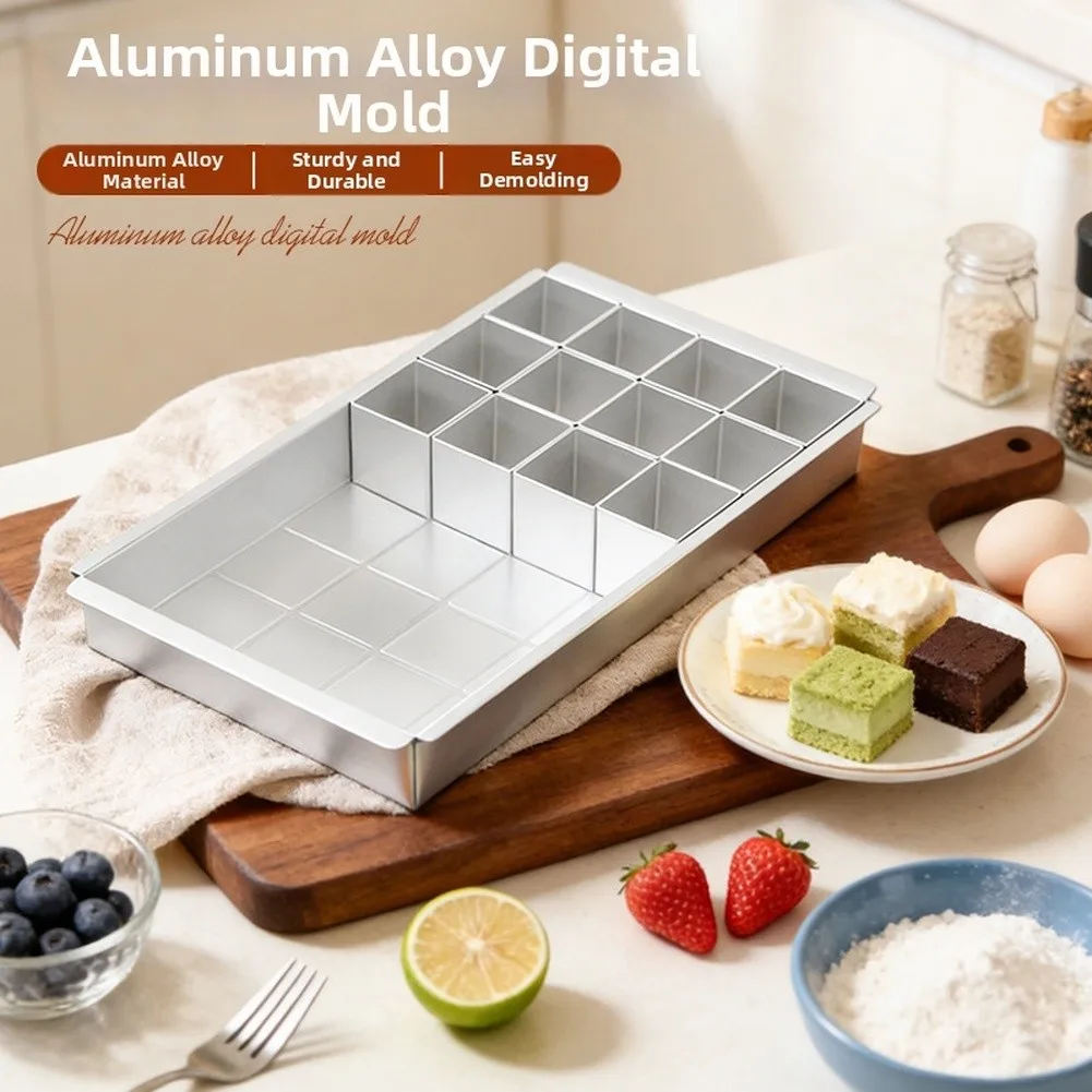 DIY Baking Tray Featuring 12 Removable Letter and Number Molds in a Rectangular Aluminum Pan for Cake Projects