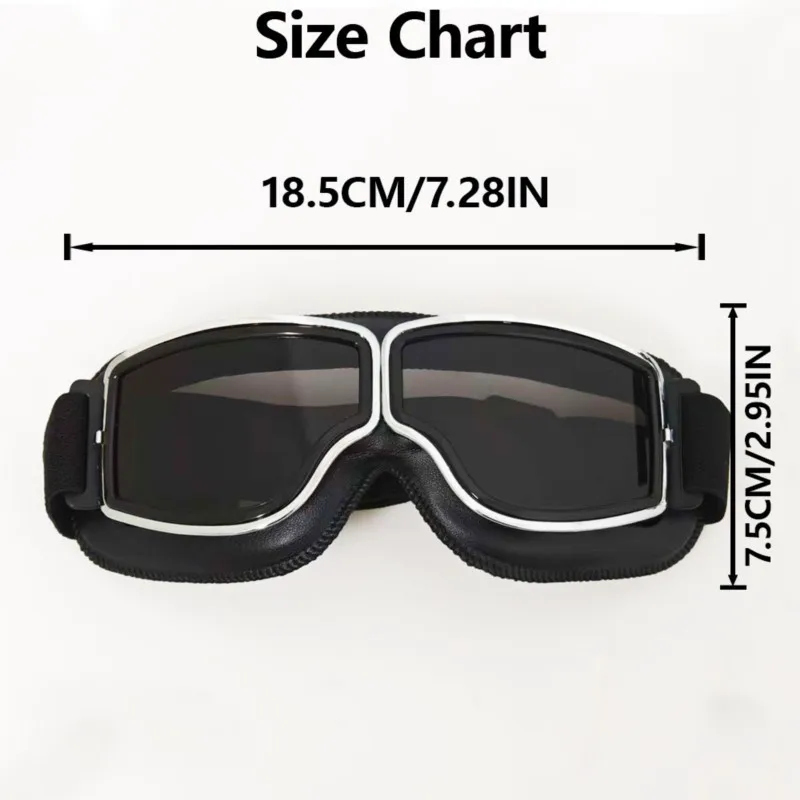 Retro Style Leather Padded Sports Goggles with Storage Box Windproof Eyewear for Dirt Bike Offroad Ski Adventure