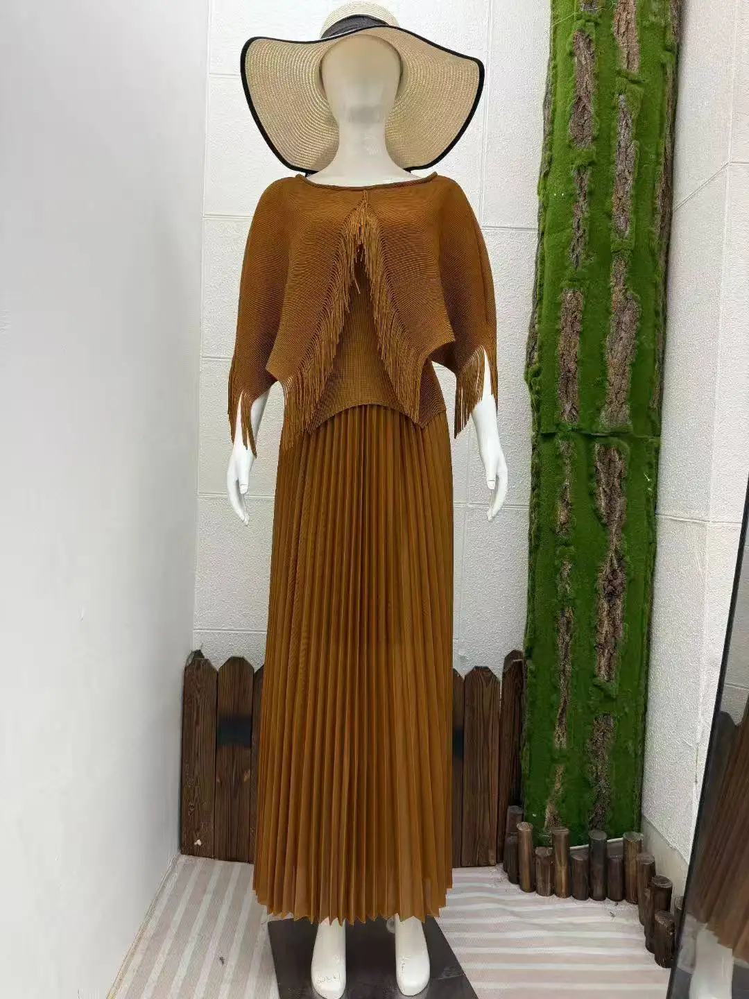 

ANLAN модные складные комплекты из 2 предметов, женские топы с круглым вырезом и кисточками, юбка с высокой талией, новинка лета 2025, 2AN7090