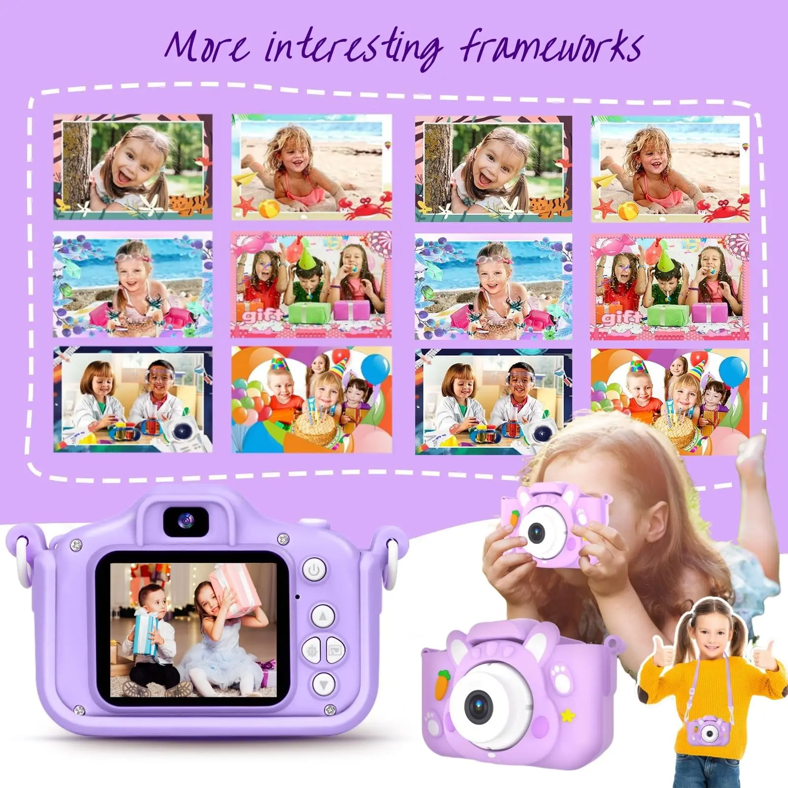 كاميرا للأطفال مزودة ببطاقة ذاكرة سعة 64 جيجابايت، ودقة 48 ميجابكسل، وتسجيل عالي الدقة بدقة 1080 بكسل، هدية مثالية للعطلات أو أعياد الميلاد للأولاد والبنات.