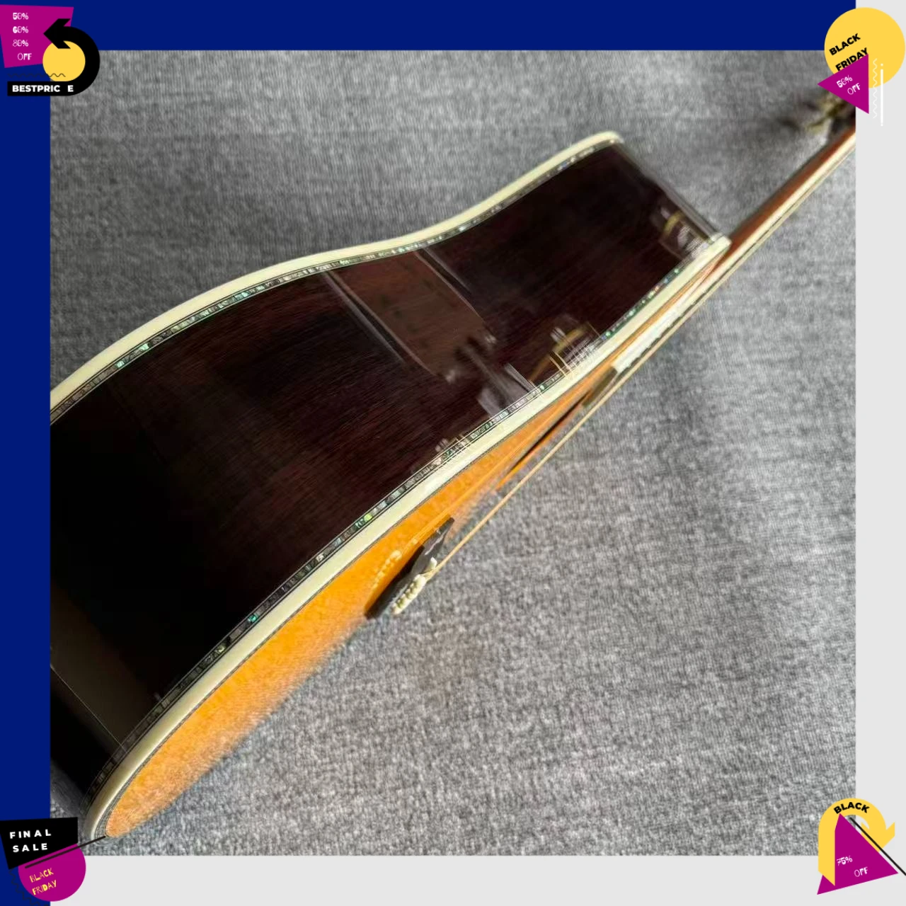 Free Shipping D100 All Solid Wood Acoustic Guitar Vintage Orange Wood Guitar 41 Inch Folk Guitar Built-in Pickup Great Tone Gift