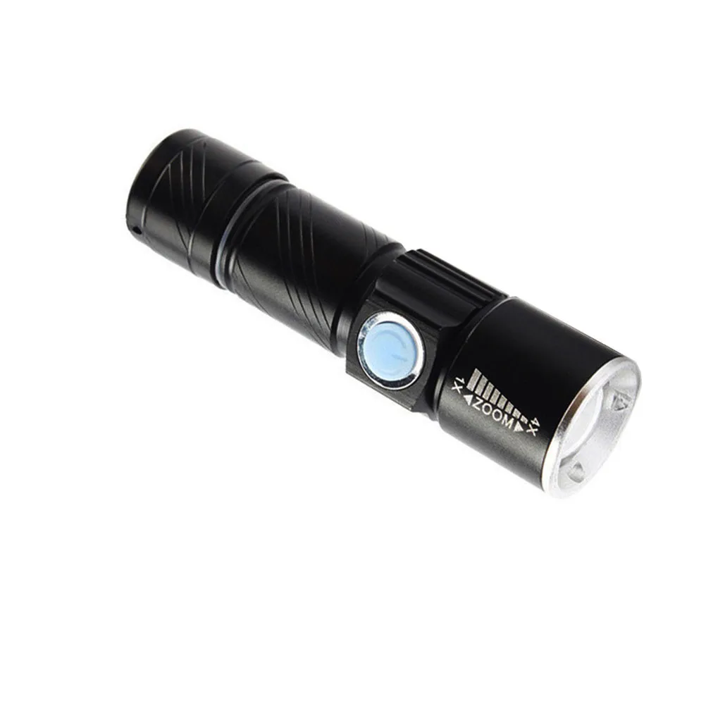 مصباح يدوي LED صغير قابل لإعادة الشحن عبر USB، شعلة محمولة ساطعة للتخييم والمشي لمسافات طويلة والأنشطة الخارجية وظيفة تكبير طويلة المدى باللون الأسود #3